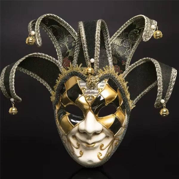 deluxe venetian jester mask (black/gold)