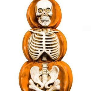 pumpkin stack with skeleton