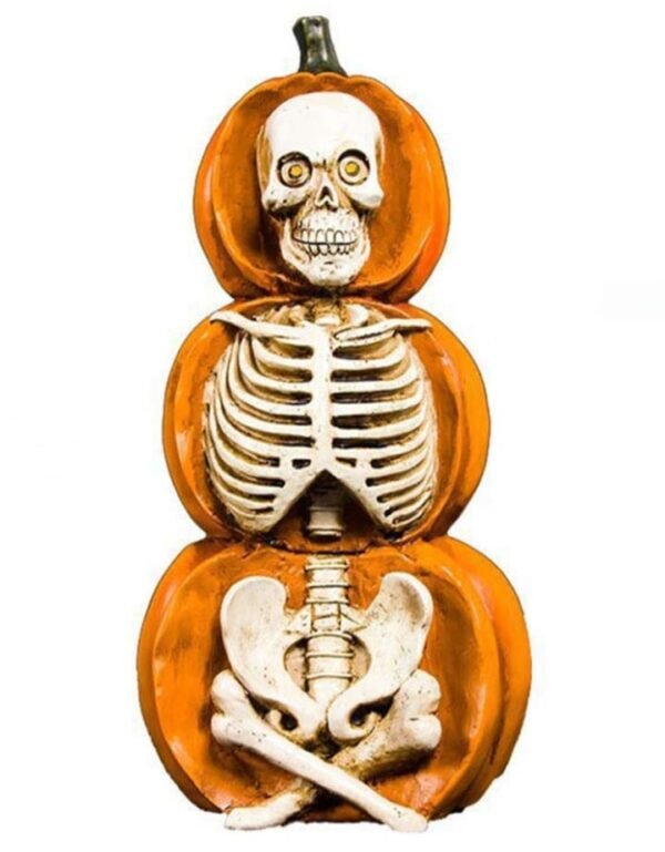 pumpkin stack with skeleton