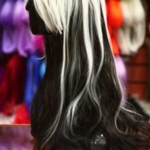 black & white long wig