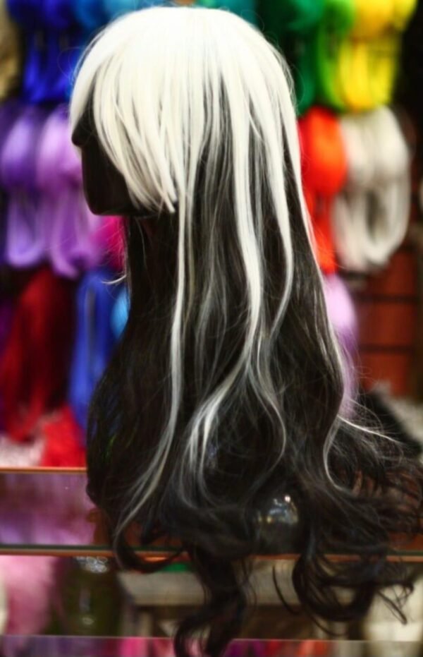 black & white long wig