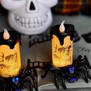 led spider candle pair