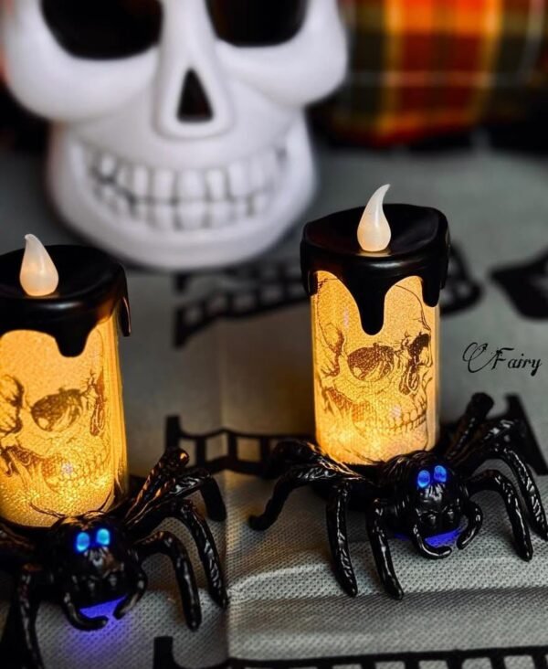 led spider candle pair
