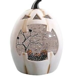 white pumpkin snow globe