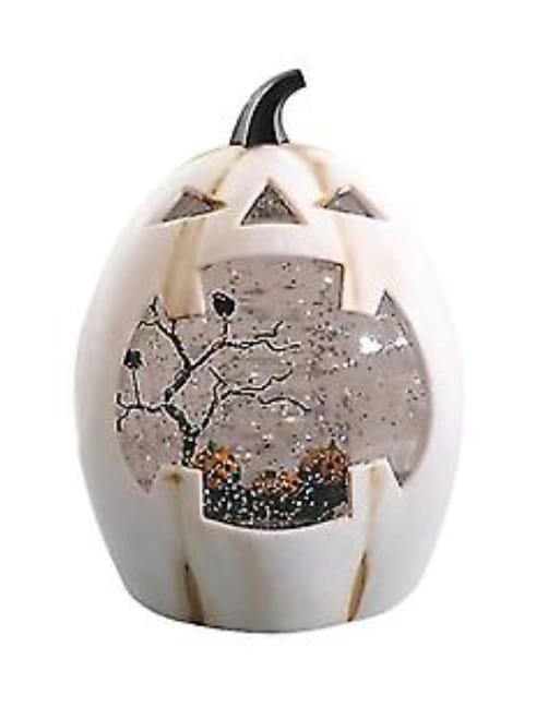white pumpkin snow globe