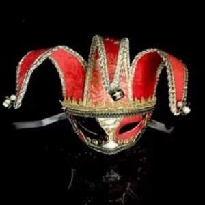 venetian jester eye mask (red)