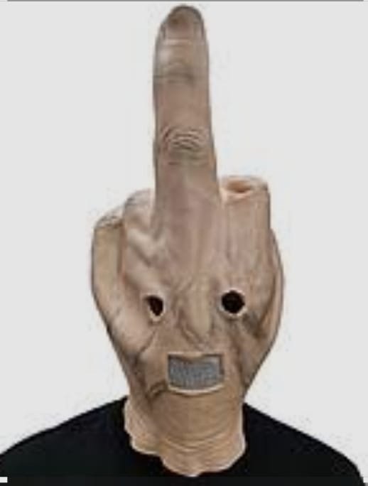 middle finger latex mask