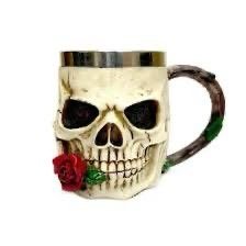 Skull Mug with Rose
